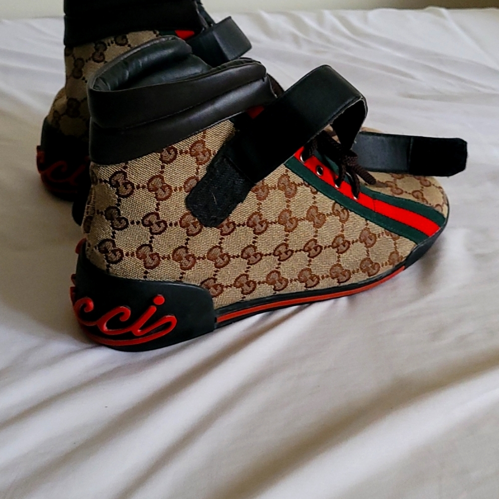 Men's Gucci Tri Color Hi Top Canvas Sneakers Style 6529-9